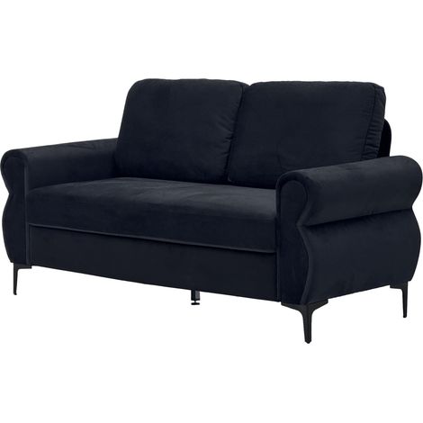 Sofá de 2 plazas negro compacto HOMVRA 173,5 cm con estructura de metal y madera (1/4)