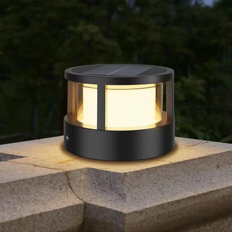 Poteau d'éclairage extérieur, éclairage solaire de jardin IP65, poteau d'éclairage solaire de jardin, poteau d'éclairage en aluminium pour allée de patio, lumière chaude noire [efficacité énergétique 