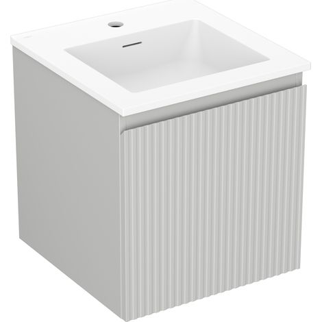 Mexen Rivel Badezimmerschrank 45 cm mit Waschbecken Otis, 1 Schublade, geriffelt, grau matt/weiß matt - 91A20-04547-1-BF62-W18M (1/5)