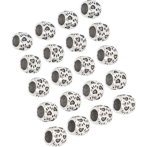 20 perles argentées rétro pour tresses et dreadlocks, accessoires capillaires DIY, perles à barbe, bijoux pour bracelets et colliers (1/5)