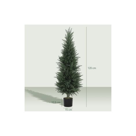 Cyprès artificiel vert de 120 cm en pot avec feuillage réaliste et protection UV pour salon, chambre et bureau (1/5)