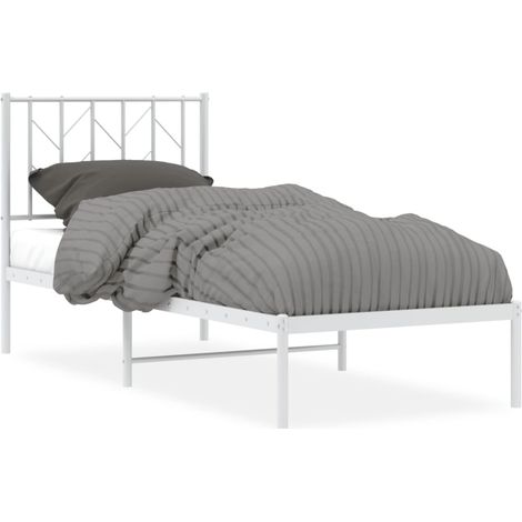 Maison Exclusive - Giroletto senza Materaso con Testiera Metallo Bianco 75x190 cm (1/5)