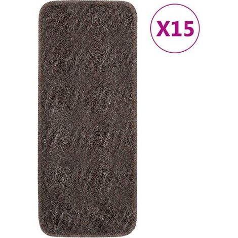 Lot de 15 tapis d'escalier antidérapants, 60 x 25 cm, forme rectangulaire marron (1/5)