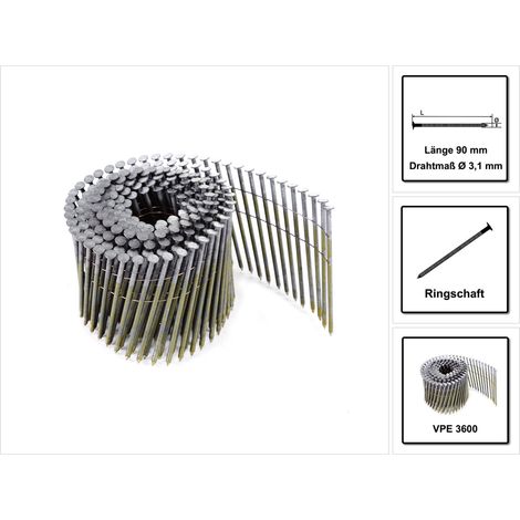 Prebena CNW31/90BKRI Coilnägel Ringschaft 3600 Stück