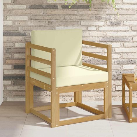 Ensemble de Canapé d'Extérieur 2 Pièces en Bois d'Acacia Massif et Polyester Blanc et Crème, 14.1kg - PANGIVO (1/5)