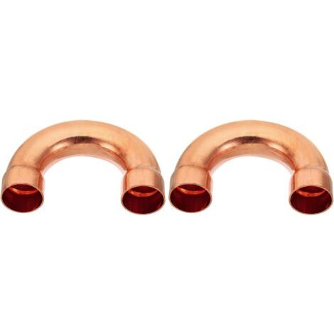 2pcs Raccord Coudé Cuivre pour Tuyaux Gaz, 22mm Tuyau d'Arrosage Durite Essence, Raccords Tuyauterie à Pression HVAC Climatisation Plomberie, Épaisseur 1mm - U Forme 1 Inch