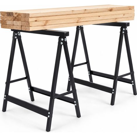 Relaxdays Tréteaux de travail pliables, lot de 2, 200 kg, H x L x P 80 x 70 x 30 cm, atelier, peinture, noirs (1/5)