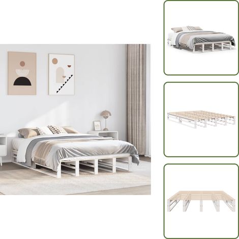 Letto moderno - vidaXL Letto senza Materasso Bianco 150x200 cm Legno Massello di Pino - Letto in legno massello