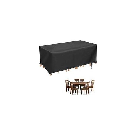 Funda redonda para mesa de jardín, impermeable, de tela Oxford resistente a los rayos UV, negra - 180 x 120 x 74 cm - Crezuo