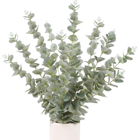 12 RAMAS DE HOJAS DE EUCALIPTO VERDE ARTIFICIALES PARA DECORACIÓN DE RAMOS DE 53 CM