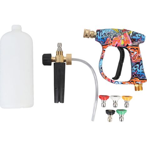 Outil de lavage à haute pression avec canon à mousse, pulvérisateur de lavage de voiture, buse 5 couleurs pour le nettoyage et le jardin (1/5)
