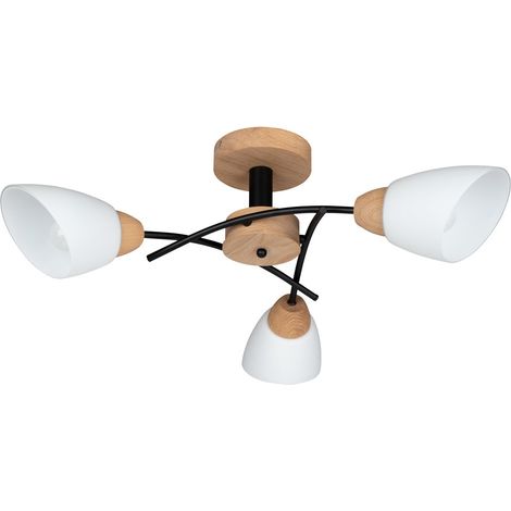 Plafonnier en Chêne huilé Design Industriel 3 Têtes VILETTA WOOD (1/3)
