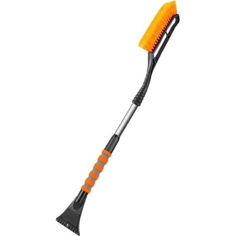 Brush to snow and scraper to glace extendable for windshield of car with handle ergonomic in foam - Small tool of snow removal detachable for cars, trucks and VUS (Orange) (1/5)