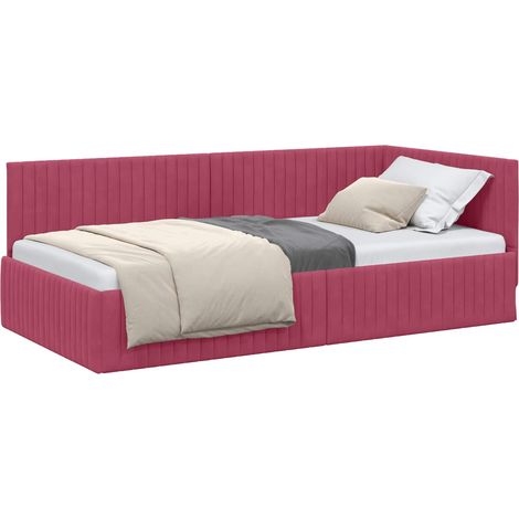 Maison Exclusive - Cornice del letto ad angolo Rosso Vino 100 cm x 200 cm Velluto