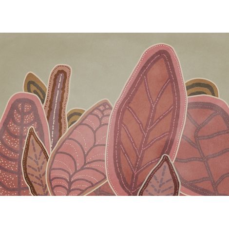 papier peint panoramique feuilles de la jungle vert et rose terracotta  - Komar (1/3)