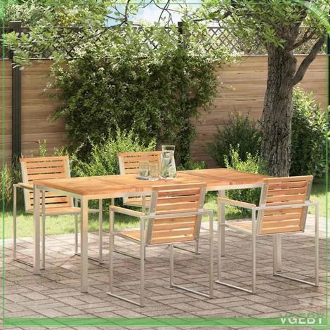 Table à manger d'extérieur - Teck massif - 180x90x75 cm - Marron - Durable (1/5)