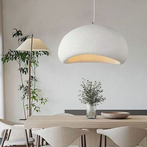 Wabi-Sabi-Hängeleuchte im japanischen Stil – Minimalistischer cremefarbener Lampenschirm für Wohn- oder Esszimmer – Designerleuchte für hohe Decken (1/5)