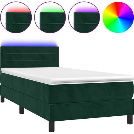 Maison Exclusive - Boxspringbett mit Matratze & LED Dunkelgrün 80