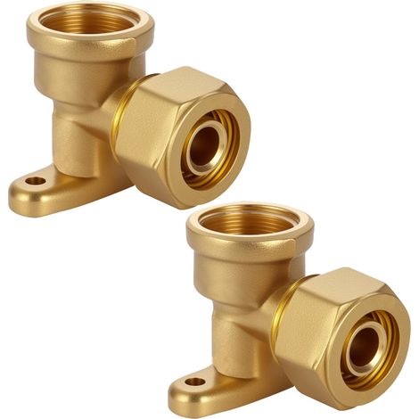 Lot de 2 raccords à vis de 16 mm avec angle mural DVGW 1/2" IG 16 x 2,0 mm, raccord à bague de serrage 90°, raccord coudé de transition (1/5)