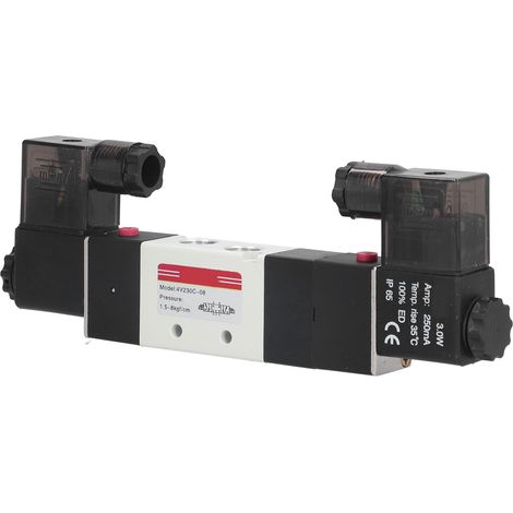 Électrovanne pneumatique 3 positions 5 voies, stable, durable, robuste, compacte, antirouille et anticorrosion, alimentation 12 V CC