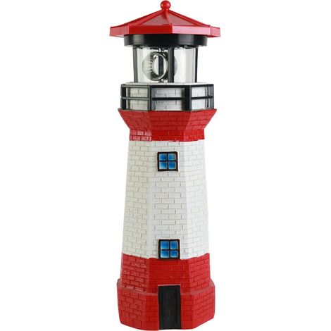Lighthouse Solar Led Light - Outdoor Rotating Beam Beacon Lamp With Motion Sensor - For Garden Yard Patio - 1 Piece