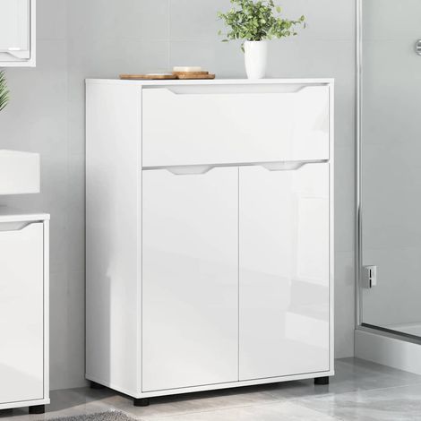 Badezimmerschrank mit Regal Hochglanz Weiß 72,5 x 36,5 x 100 cm