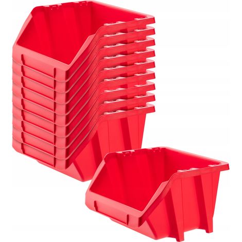KADAX Werkstatt-Stapelkiste aus PP Kunststoff, 118 x 98 mm, Rot, 10 Stück