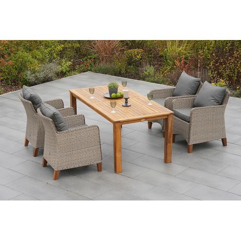 Avellino Set 5tlg 4 Sessel Tisch 185x90cm Kissen