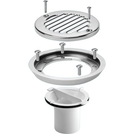 McAlpine FGTR118TOP-50 Conversion Kit to convert any TSG50 or TSG52 Gully to a sheet flooring gully with CP Brass Clamp Ring, Stainless Steel Grated Cover Plate and Dip Tube