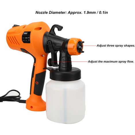 Pistolet à peinture électrique haute pression, pulvérisateur d'alcool 220 V orange (1/5)