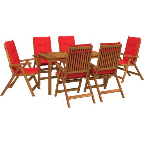 Set da pranzo da giardino 7 pezzi 6-Posti Rosso vidaXL (1/5)