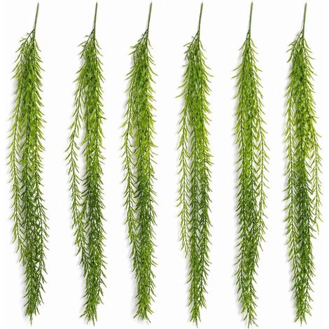 Pack of 6 x 100cm Artificial Trailing Rhipsalis Style Hanging Plant - Dark Green Tips - Premium Quality (1/5)