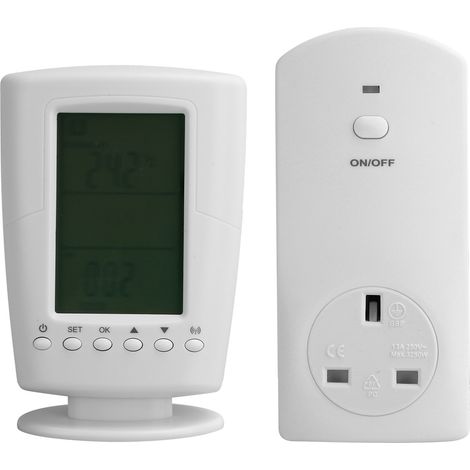 Contrôleur de température LCD avec télécommande sans fil, prise programmable thermostat 250V 13A 50Hz 3250W max (1/5)
