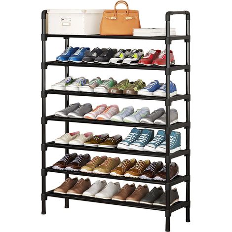 Hohes Schuhregal mit 7 Etagen, platzsparend, staubdicht, stabil, zur Schuhaufbewahrung, für Eingangsbereich, Kleiderschrank, Schlafzimmer, Ankleidezimmer (1/5)