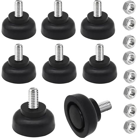 Juego de 8 almohadillas de goma M8 - Pies ajustables con tornillos - Pies niveladores M8 x 30 mm - Pies con tuercas - Amortiguadores y almohadillas antideslizantes para muebles, mesas, sillas y sofás (1/5)