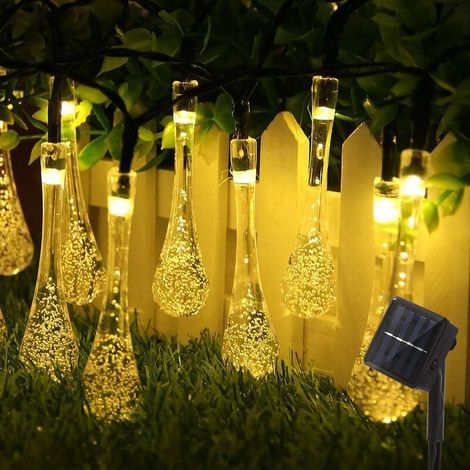Guirnalda de luces solares LED de 30 luces, 6,5 m, para exteriores, jardín, 8 modos, acabado cristalino resistente al agua, ideal para festivales, fiestas, jardines, patios, árboles y cumpleaños (luz  (1/5)