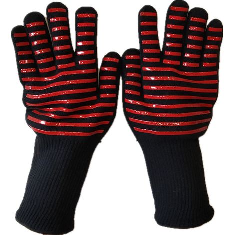 Gants de cuisine résistants à la chaleur pour la cuisson et le barbecue (rouge, 1 paire) (1/4)
