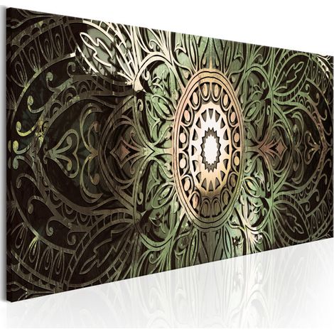Tableau Imprimé "Emerald Mandala" 50 x 150 cm (1/2)
