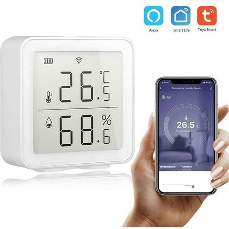 [JAMAIS UTILISÉ] Thermomètre sans fil Tuya WIFI, capteur intelligent de température et d'humidité, compatible avec Alexa et Google Home (1/4)