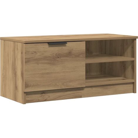 Meuble TV moderne avec rangement pratique 80 x 35 x 36 cm en bois d'ingénierie chêne artisanal (1/5)