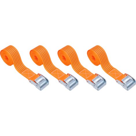 Ortviai Sangles de fixation 50 mm x 3 m (4 pièces) – Orange, boucle à cliquet renforcée, polyester haute résistance (1/5)