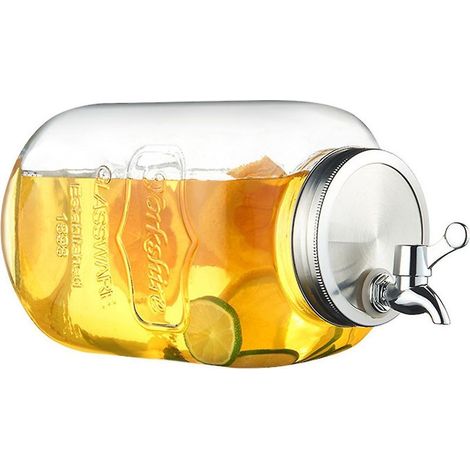Seau à glace en verre avec robinet en acier inoxydable, distributeur de boissons 4 l/5 l pour les fêtes, utilisation au réfrigérateur - 4 L (1/5)
