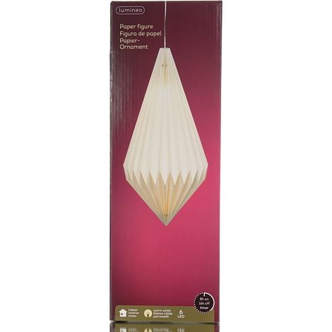 Lumineo Lampe Weiß Ø 25 cm Höhe 43 cm 6 LED Papier - warmweiß (1/3)