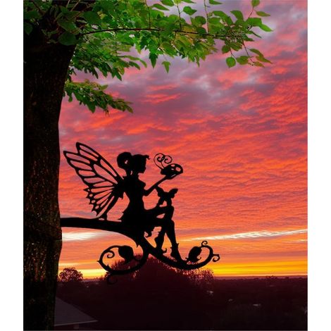 fe Papilloa Ornements De Jardin En Mtal Pour Cltures, Dcorations D'extrieur Et De Maison, Dcoration De Jardin, Sculptures, Silhouettes En Fonte, (1/5)