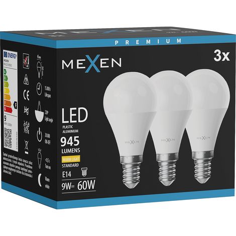 Mexen Nova 3x Ampoule LED E14, G45, 9W, Chaude - 3000K, 945 lm - L101-E14-0930-01x03 (1/3)