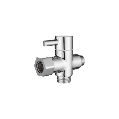 Adaptador 12/17 TT de 3/8" con válvula desviadora, interruptor de flujo de agua de 3 vías para ducha de baño, cromado - Crezuo (1/4)