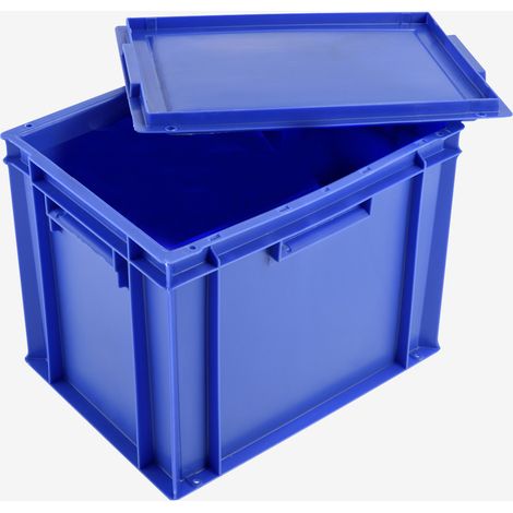 Bac plein 400 x 300 x 337 mm 27 L + couvercle - bleu - Gilac