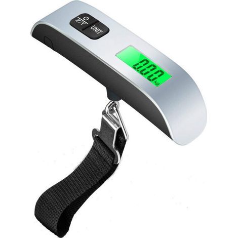 Balanza electrónica portátil para equipaje, báscula digital con función de tara y medición de temperatura, capacidad máxima 50 kg (110 lb). (1/3)
