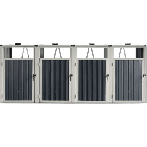 Tapa de basura de 4 plazas con puertas con tirador 121 x 292 x 82 cm gris antracita 030006696