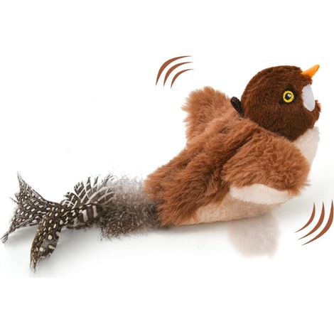 Jouet interactif pour Chat, Petit Oiseau, Jouet électrique avec Herbe à Chat(ne Vole Pas),Jouet Intelligent Rechargeable,Petit Moineau (1/5)